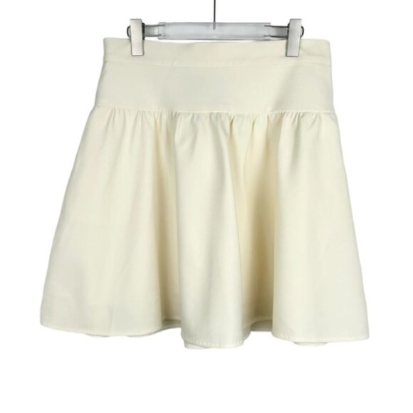 Maxmara Made In Italy Pleated Beige Sheep Wool Skirt L Size Grade A New With Tag - Picture 1 of 7
